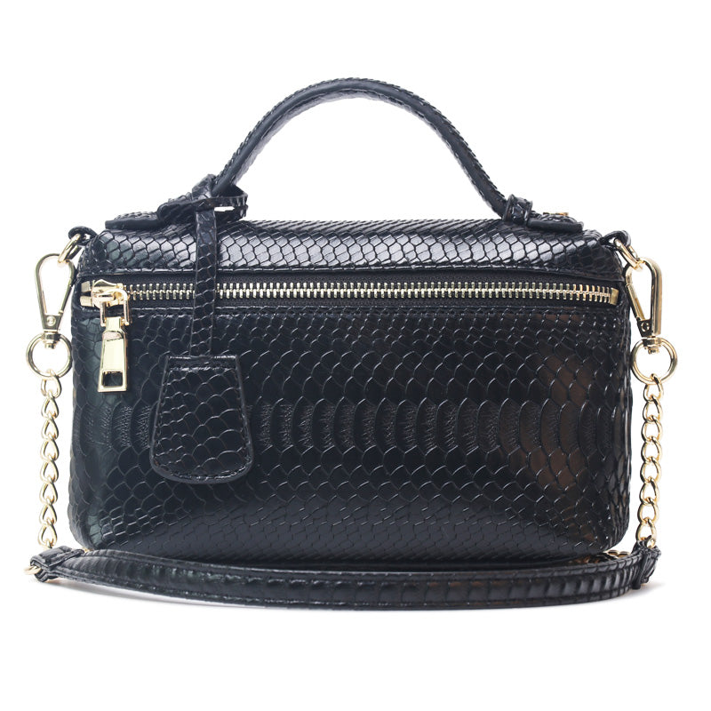 Snake Leather Women Shoulder Bag Classic Black Bag