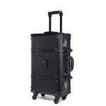 BeaSumore Retro Rolling Luggage Spinner Vintage Leather Suitcase