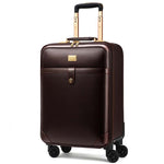 Leather Wheel Suitcases Women Cabin Trolley High capacity password Travel Bag