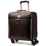 Leather Wheel Suitcases Women Cabin Trolley High capacity password Travel Bag